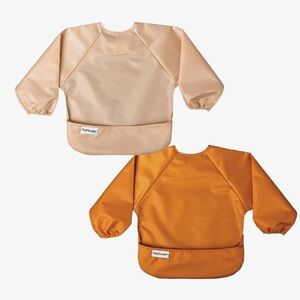 Tiny Twinkle Mess Proof Baby Bib, 2 Pack Long Sleeve Bib Outfit, Waterproof